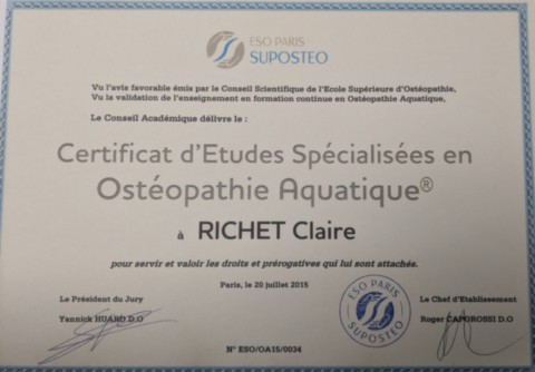 Diplôme d'ostéopathei aquatique